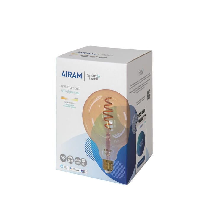 Airam Smarta Hemp Filament LED-globe lyskilde - amber, 125mm, spiral e27, 6w - Airam