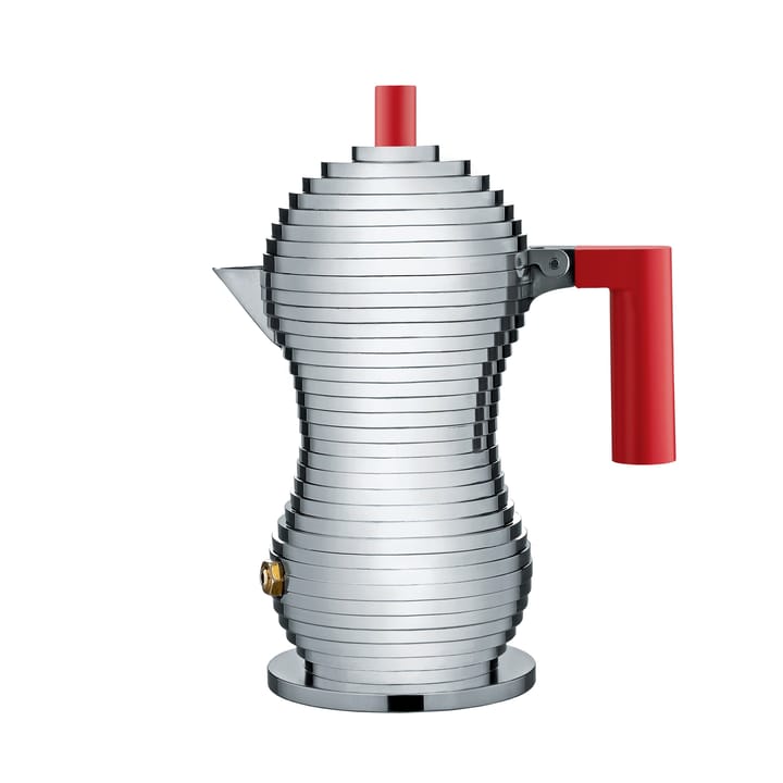 Pulcina espressobrygger 3 kopper - rødt håndtag - Alessi