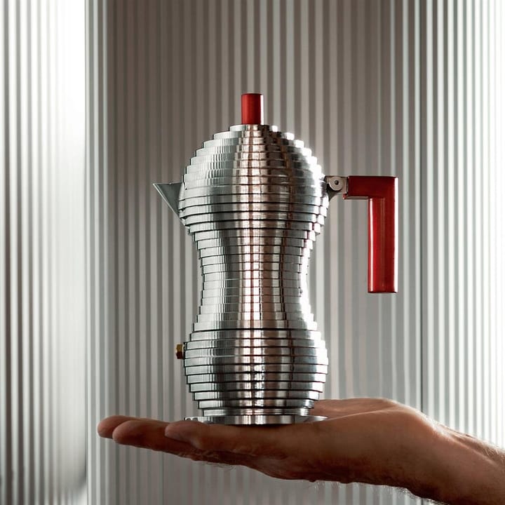 Pulcina espressobrygger 3 kopper, rødt håndtag Alessi