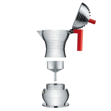 Pulcina espressobrygger 6 kopper - rødt håndtag - Alessi