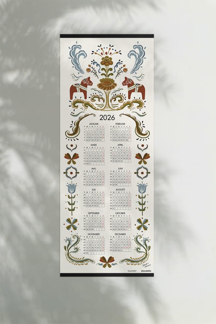 Dalahäst kalender 2026, 35 x 90 cm Almedahls