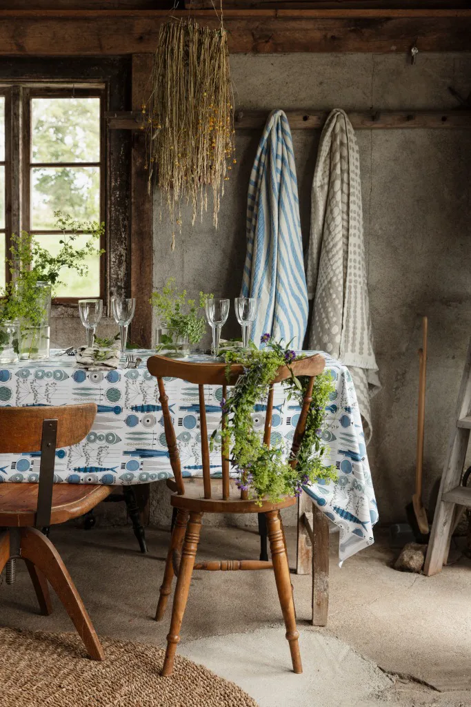 Havet plaid 120x170 cm, Blå-offwhite Almedahls