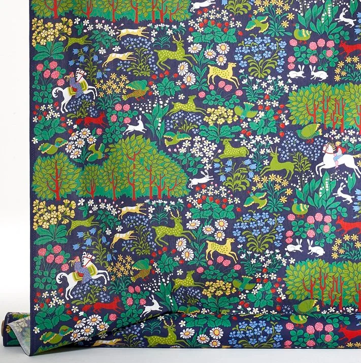 Jakten tekstil, blå Almedahls