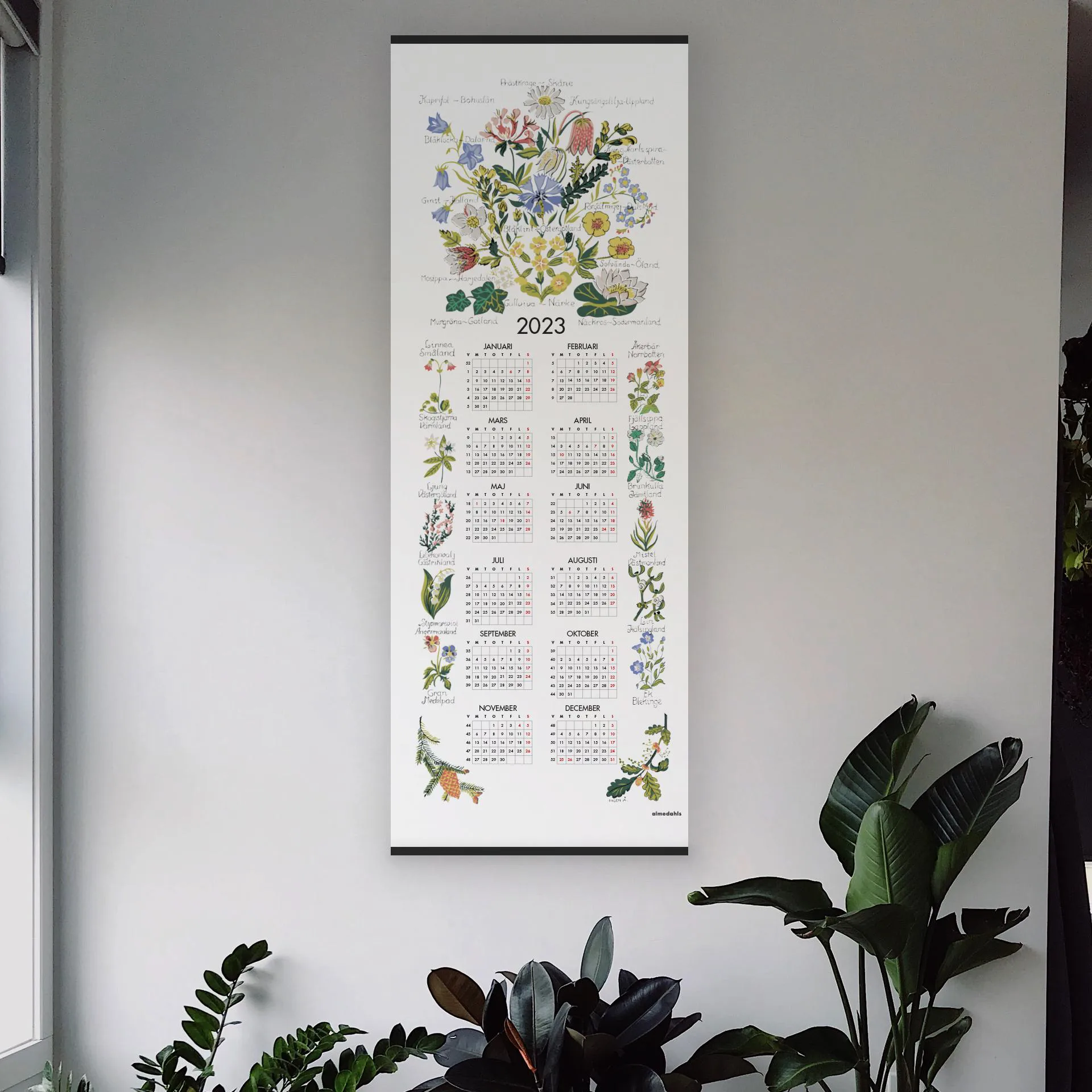 Landskabsblomster kalender 2023, 35x90 cm Almedahls