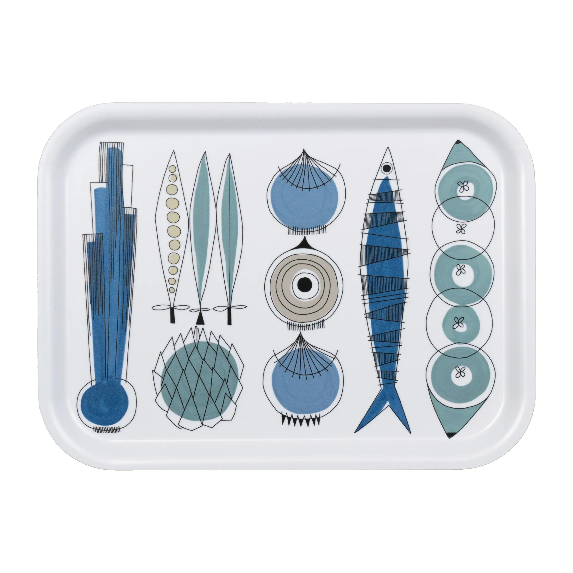 Picknick bakke 20x27 cm, Blå/Beige Almedahls