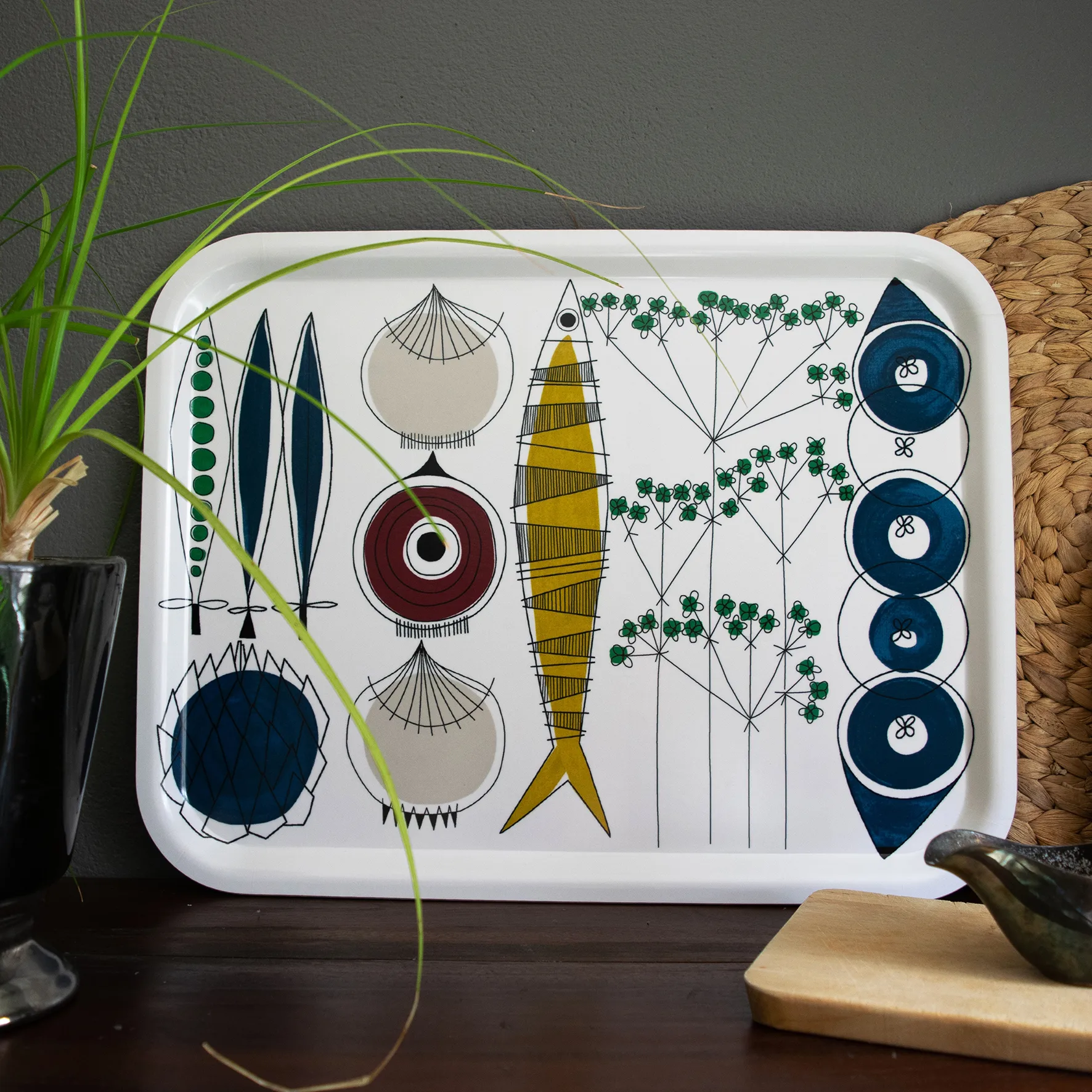 Picknick bakke 33x43 cm, Blå/Multi Almedahls