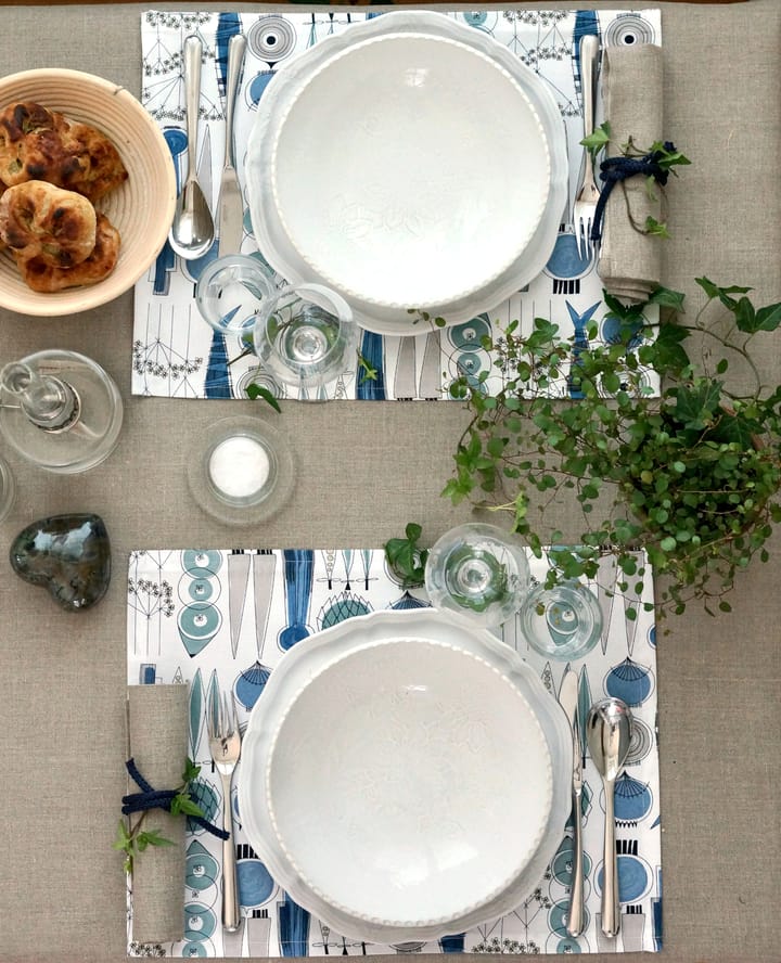Picknick bordskåner 34x45 cm 2-pak - Blå/Beige - Almedahls