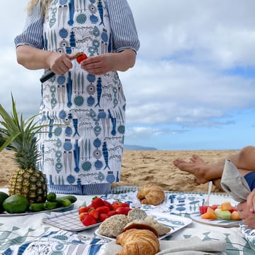 Picknick forklæde lille mønster - Blå/Beige - Almedahls