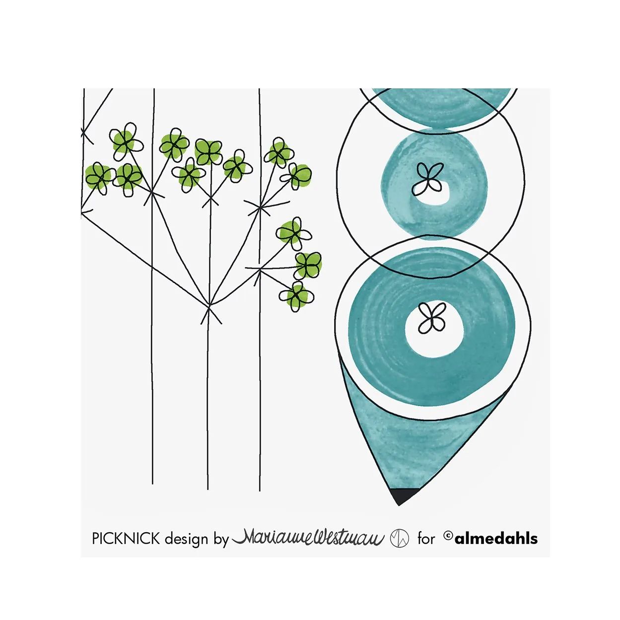 Picknick papirservietter 20-pak, Blå Almedahls