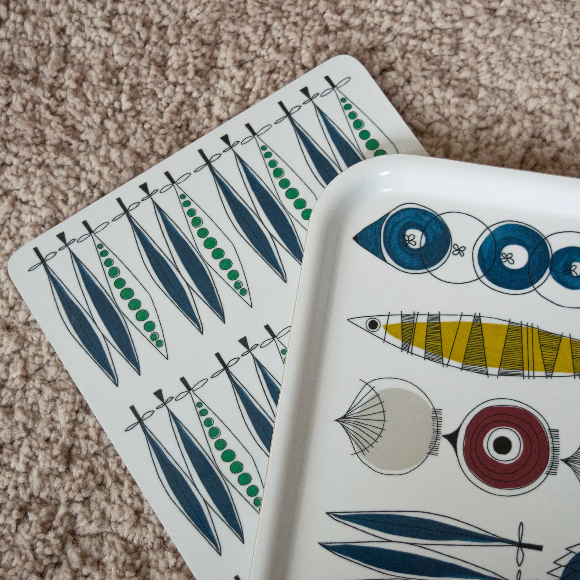 Picknick serveringsbræt ærter 20x30 cm, Blå/Multi Almedahls