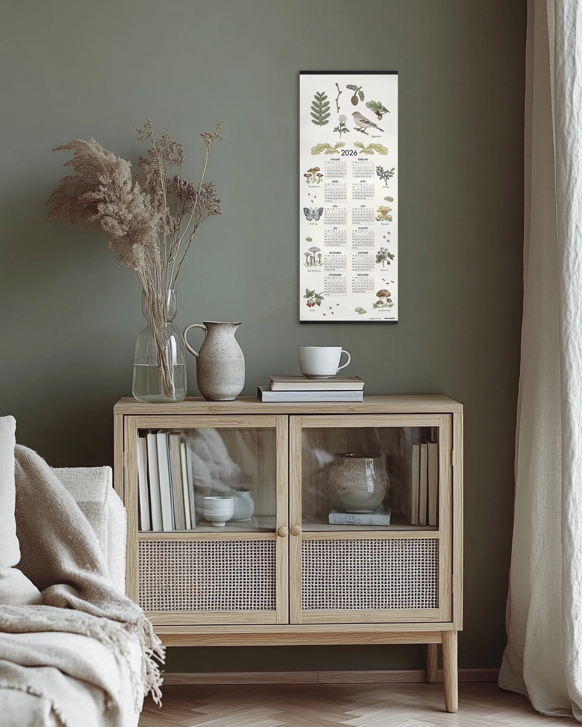 Skovvandring kalender 2026, 35 x 90 cm Almedahls