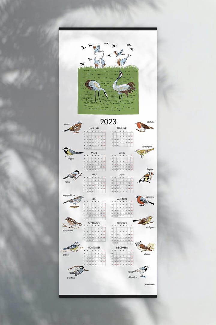 Svenske fugle kalender 2023 - 35x90 cm - Almedahls