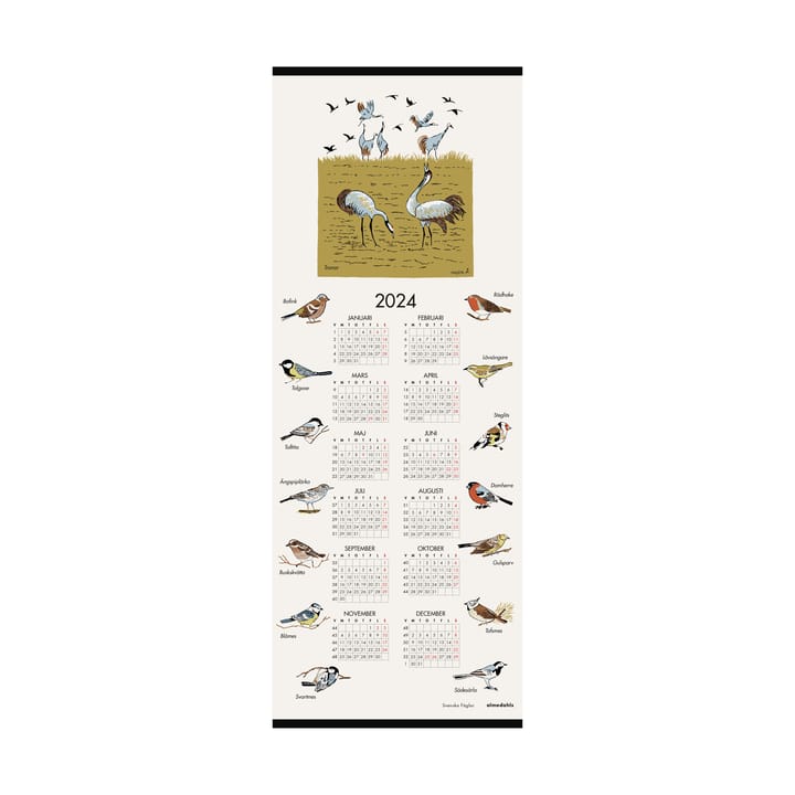 Svenske fugle kalender 2024 - 35x90 cm - Almedahls