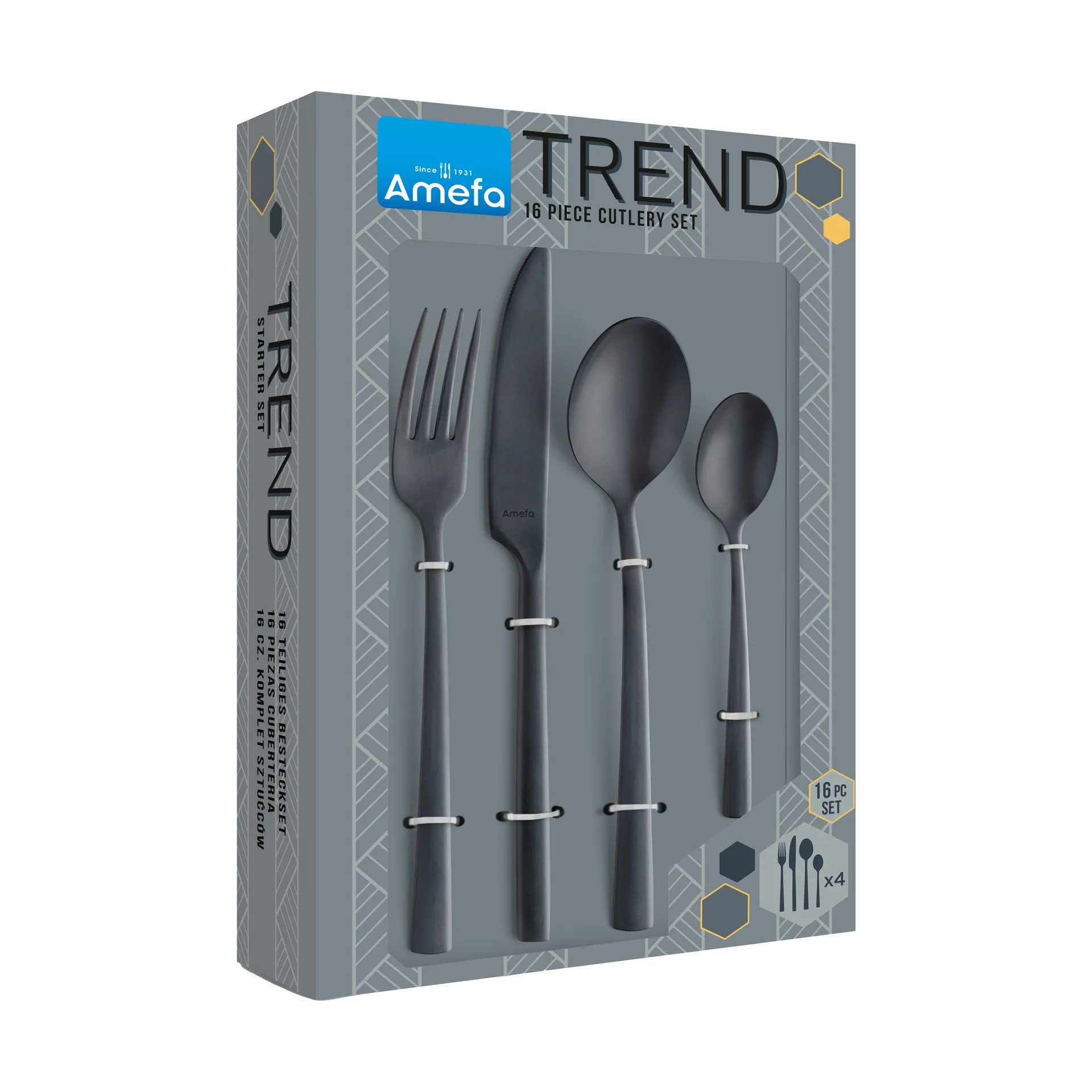 Manille Vintage bestiksæt 16 dele, Sort Amefa