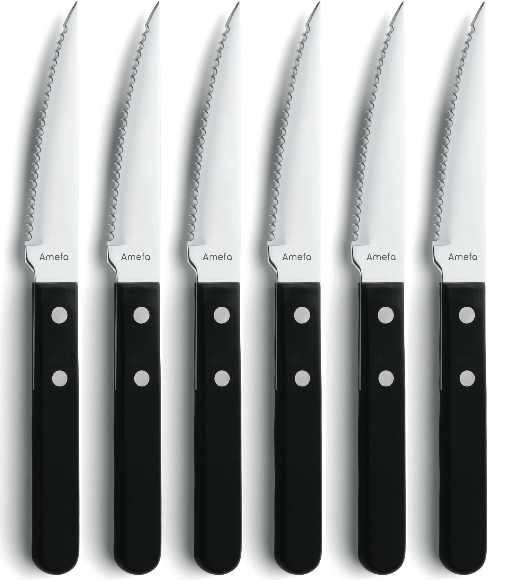 Pizza Noir grillkniv 6-pak, Sort Amefa