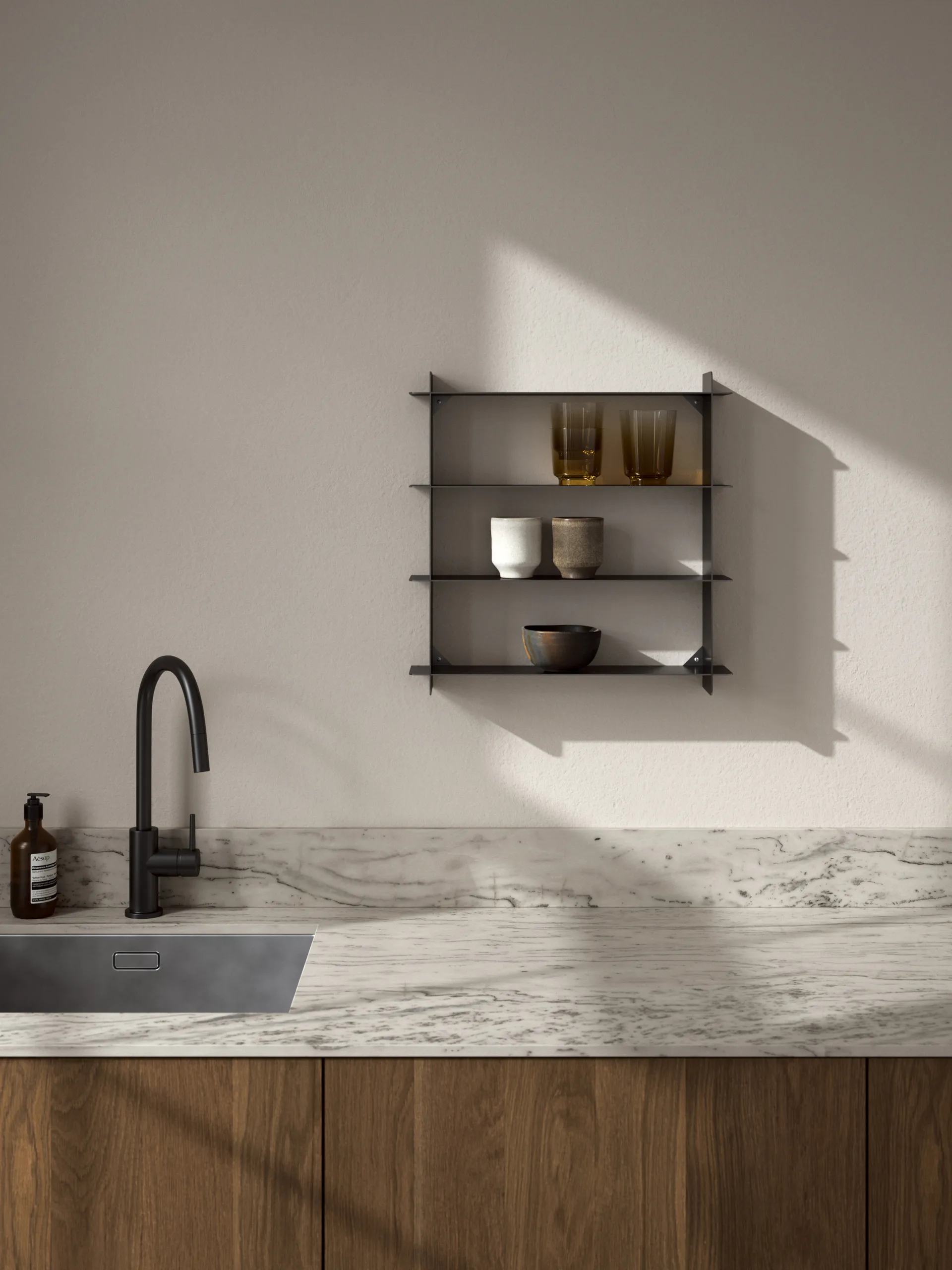 Division væghylde, Black steel, 45x45x10 cm Andersen Furniture