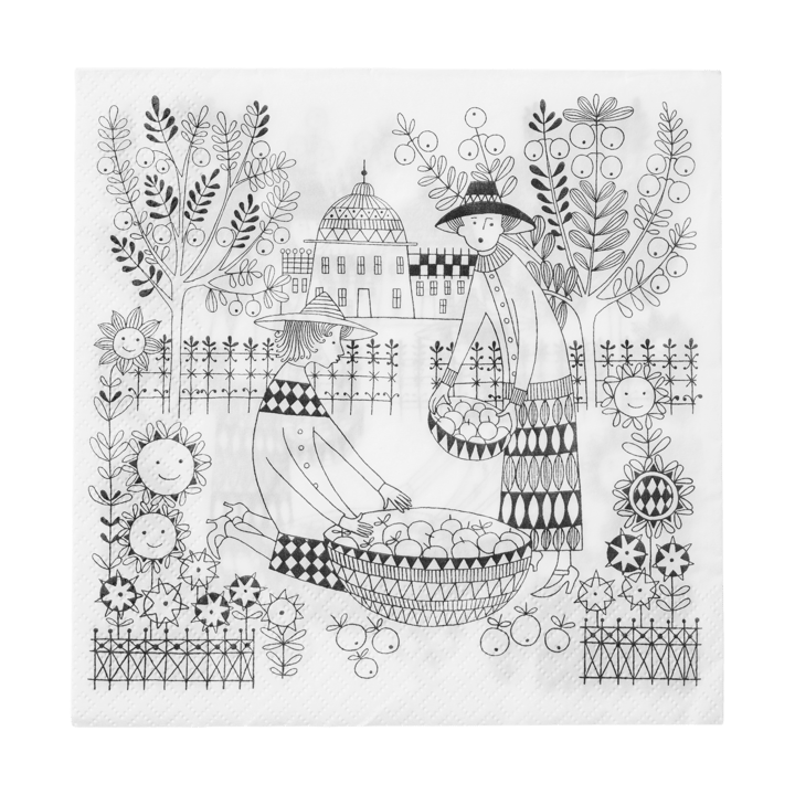 Emilia papirservietter 33x33 cm 20-pak - Sort-hvid - Arabia