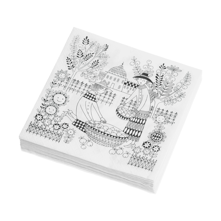 Emilia papirservietter 33x33 cm 20-pak, Sort-hvid Arabia