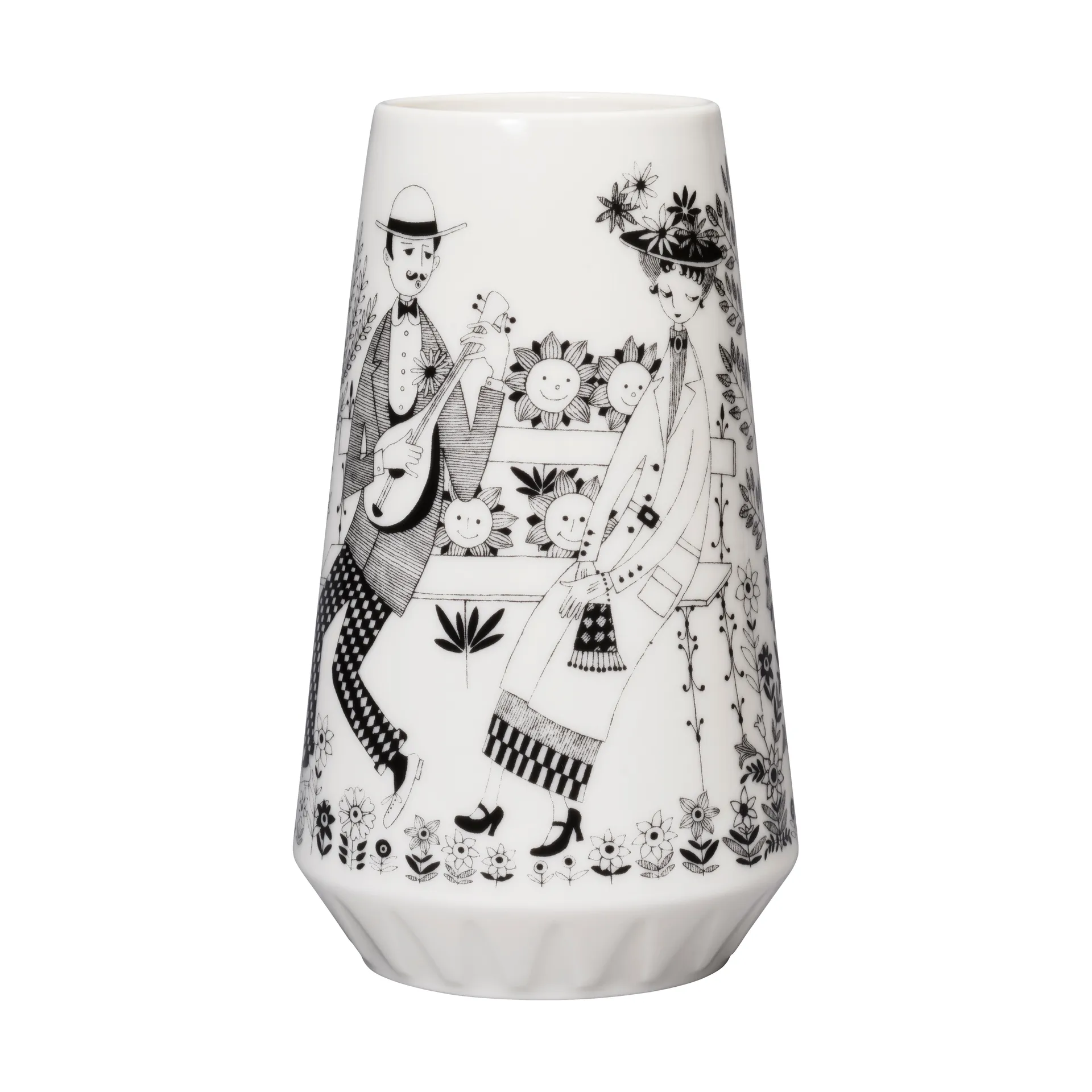 Emilia vase 19 cm, Sort/Hvid Arabia