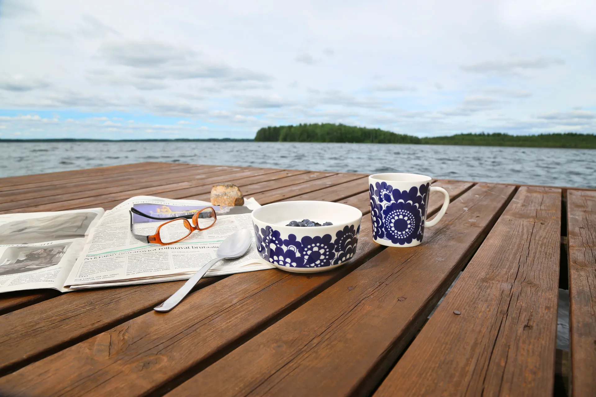 Esteri krus 30 cl og skål Ø13 cm, Blå Arabia