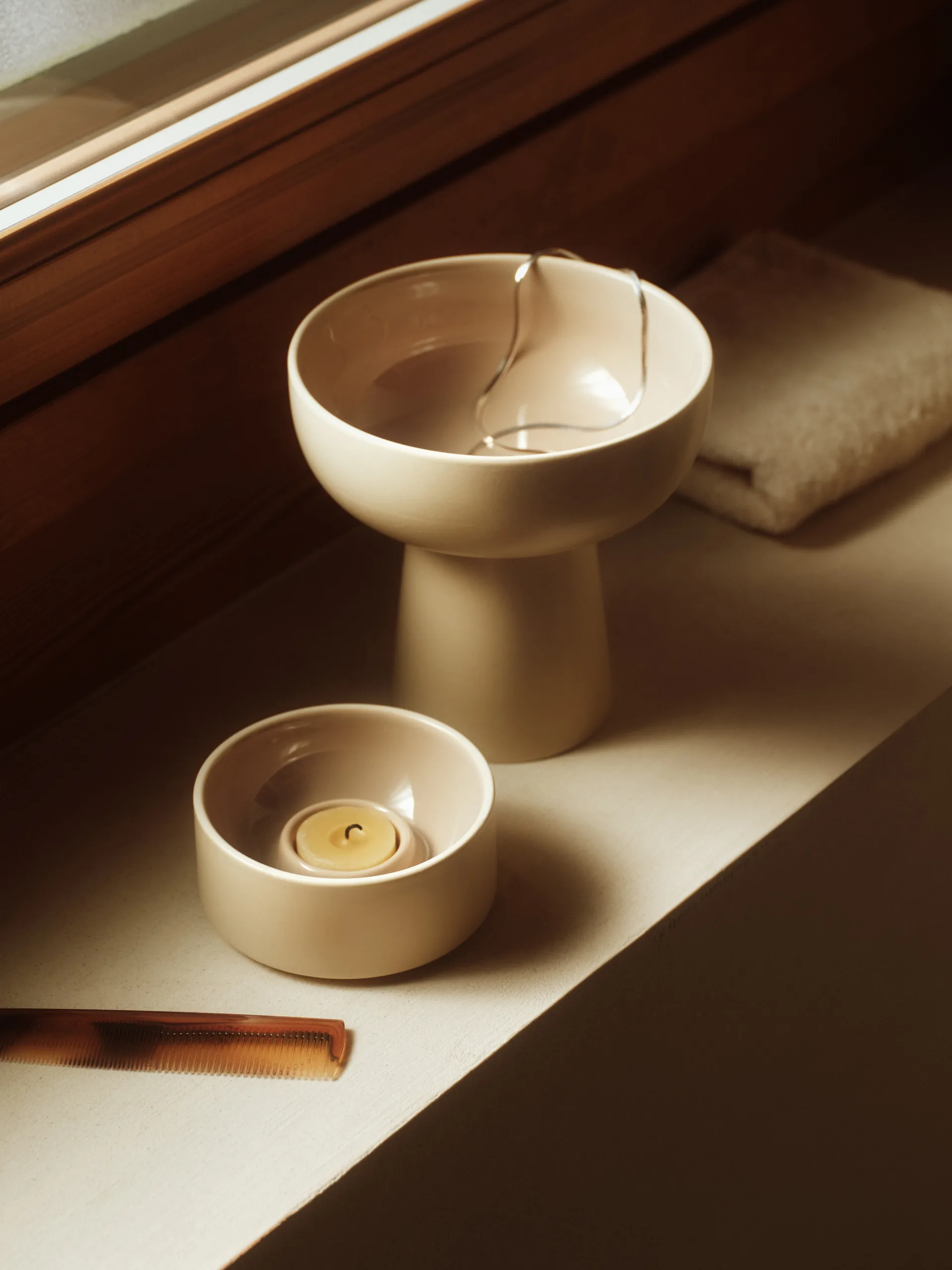 Kirnu fyrfadsstage Ø11x5 cm, Beige Arabia