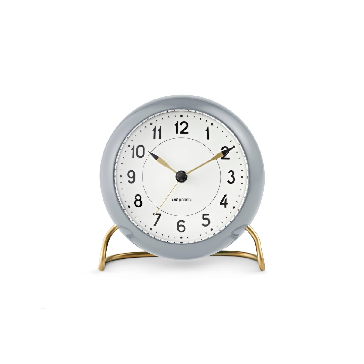 Arne Jacobsen Clocks AJ Station bordsur 12 cm grå-hvid
