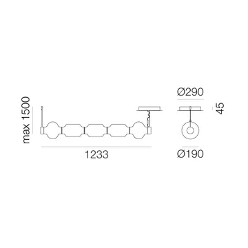 Alambicco horisontal pendel lampe - 5 glaskupler - Artemide