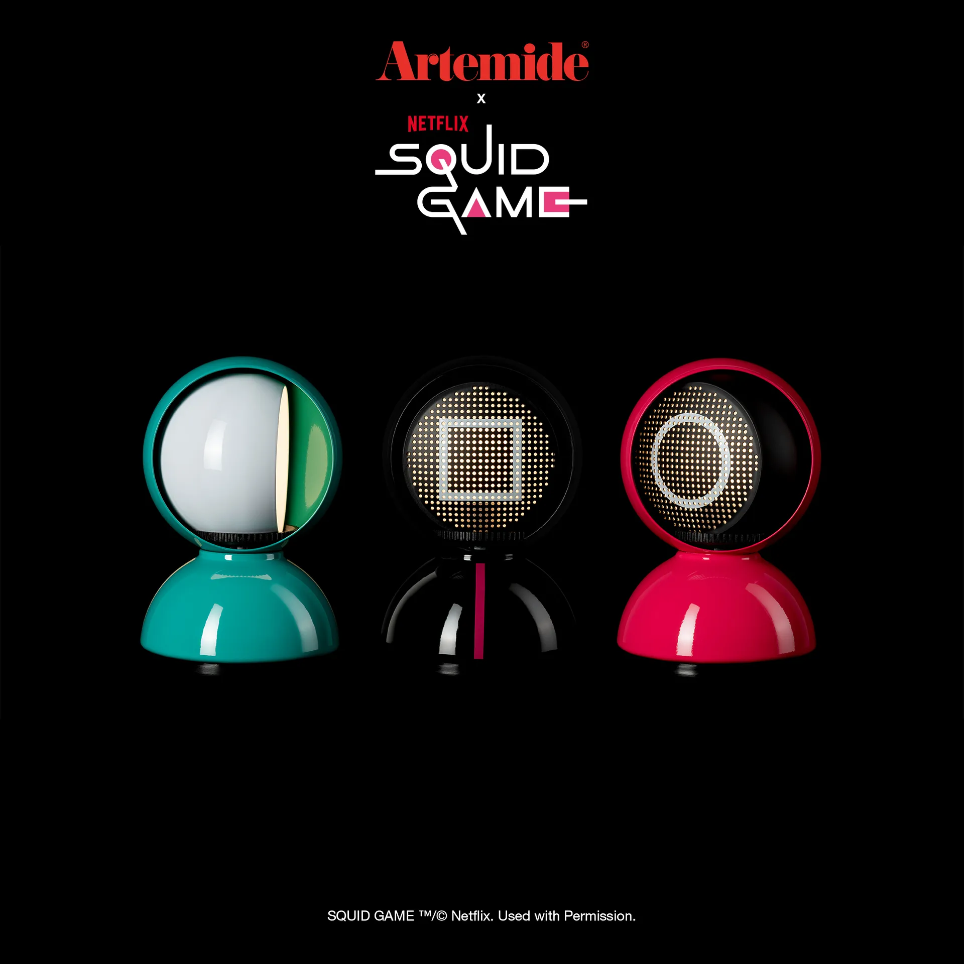 Eclisse x Squid Game bordlampe Special Edition, Guard pink Artemide