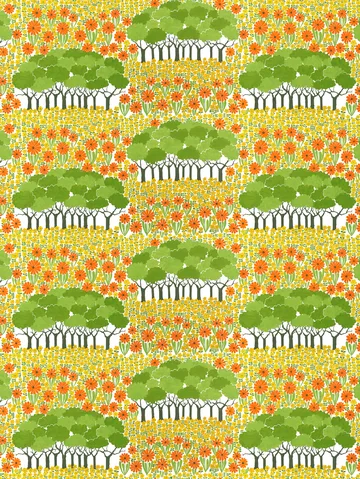 Allé stof - Gul/Grøn - Arvidssons Textil