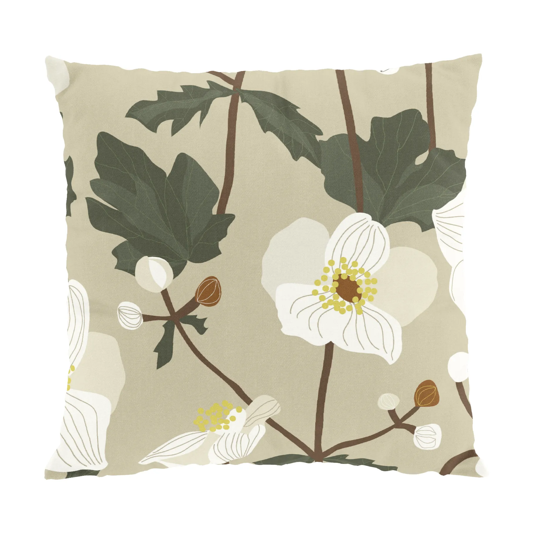 Anemon pudebetræk 47x47 cm, Beige Arvidssons Textil