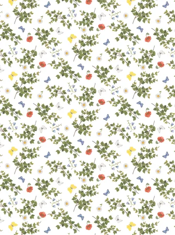 Björkäng stof - Grøn/Multi - Arvidssons Textil