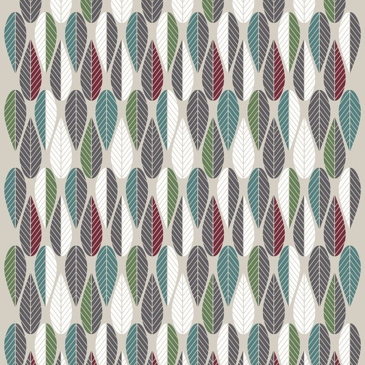 Blader tekstil, vinrød-grøn-grå Arvidssons Textil