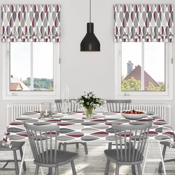 Blader voksdug - Grå/Rød - Arvidssons Textil