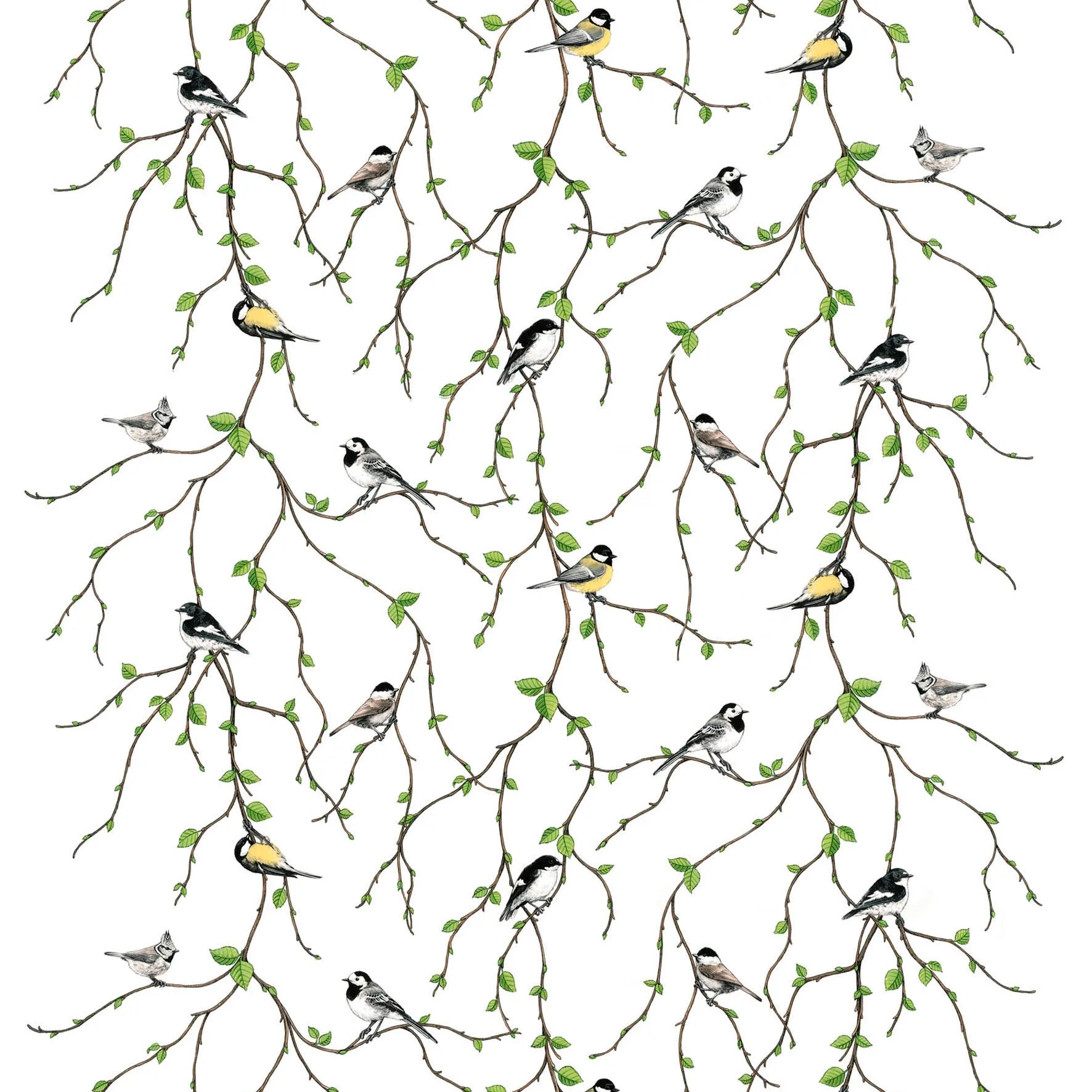 Fågelfest tekstil, multi Arvidssons Textil