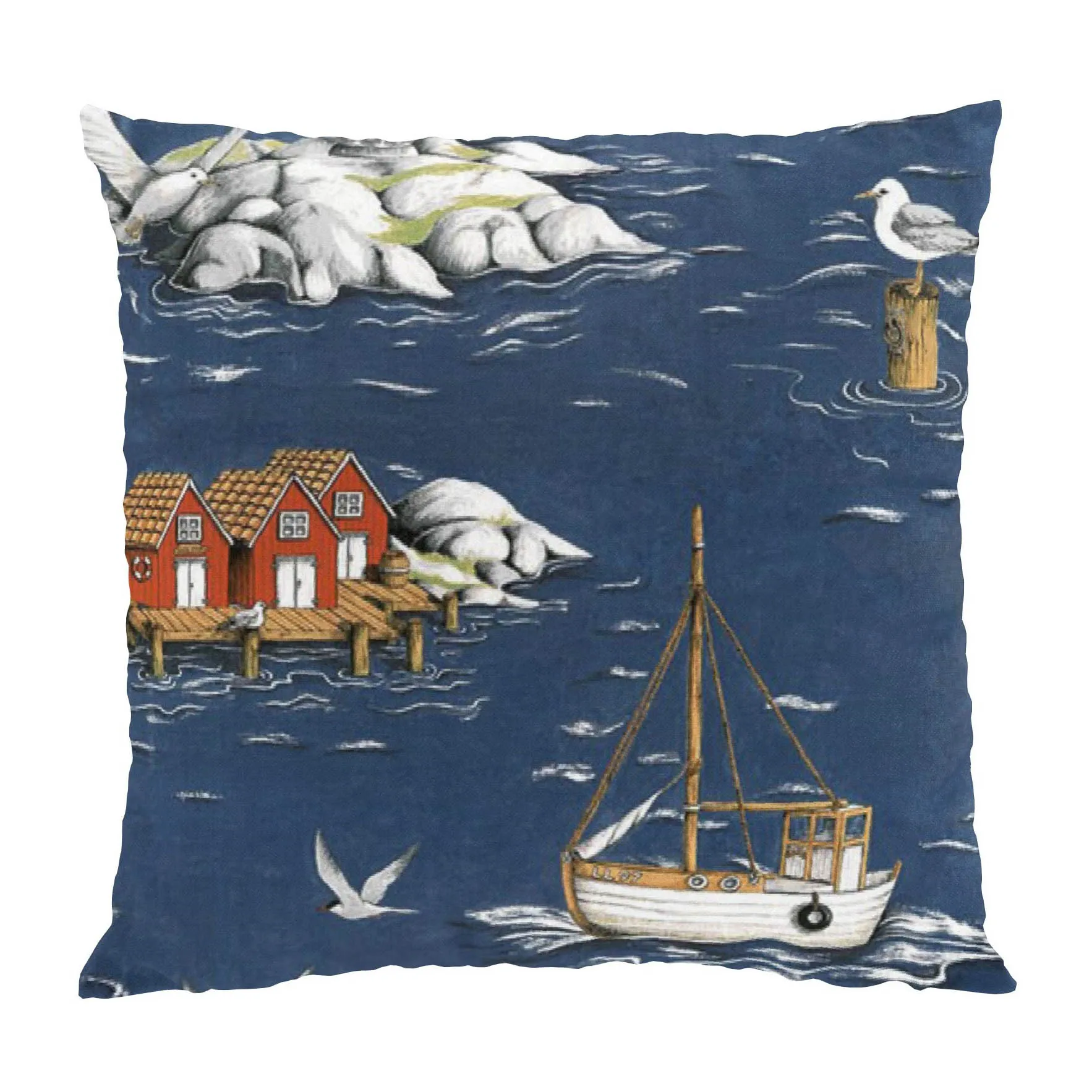 Fiskeskär pudebetræk 47x47 cm, Blå Arvidssons Textil