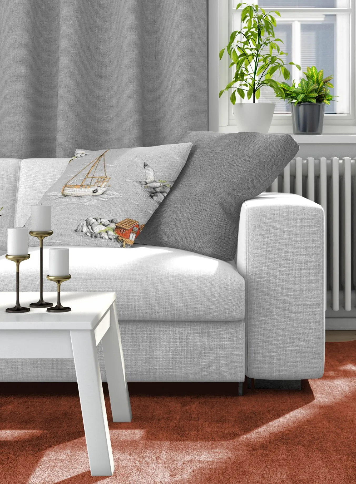 Fiskeskär pudebetræk 47x47 cm, Grå Arvidssons Textil