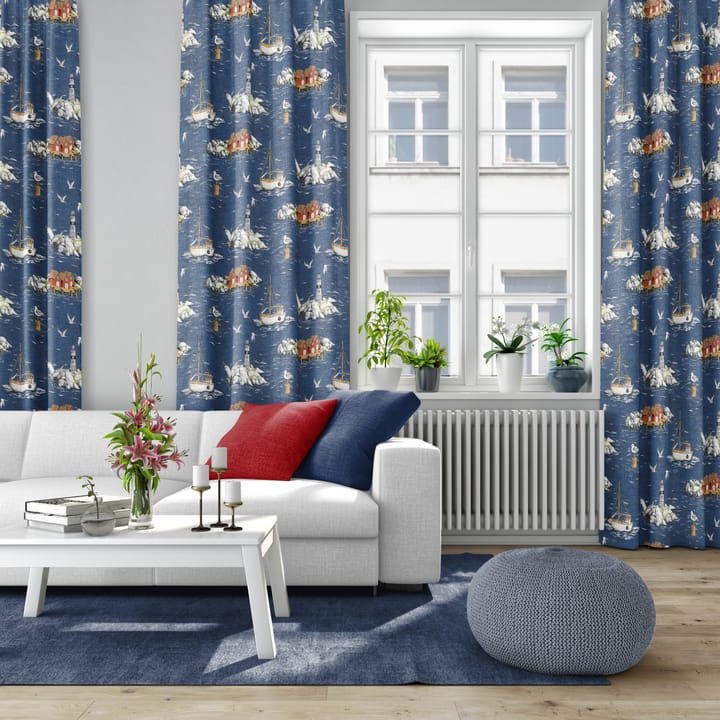 Fiskeskär stof, Blå Arvidssons Textil