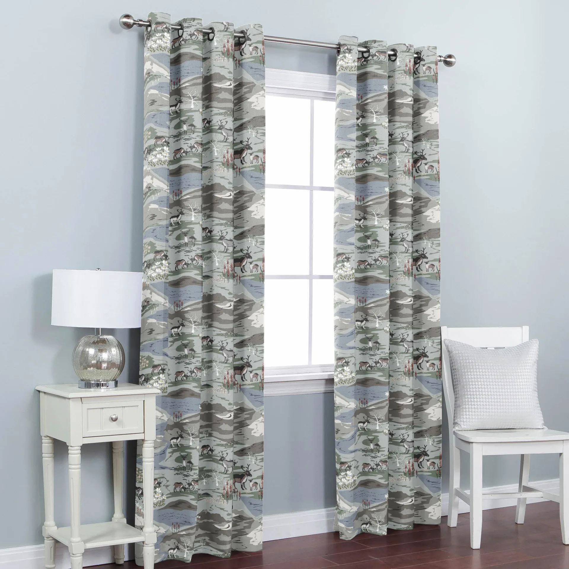 Fjällängar stof, Grå/grøn Arvidssons Textil