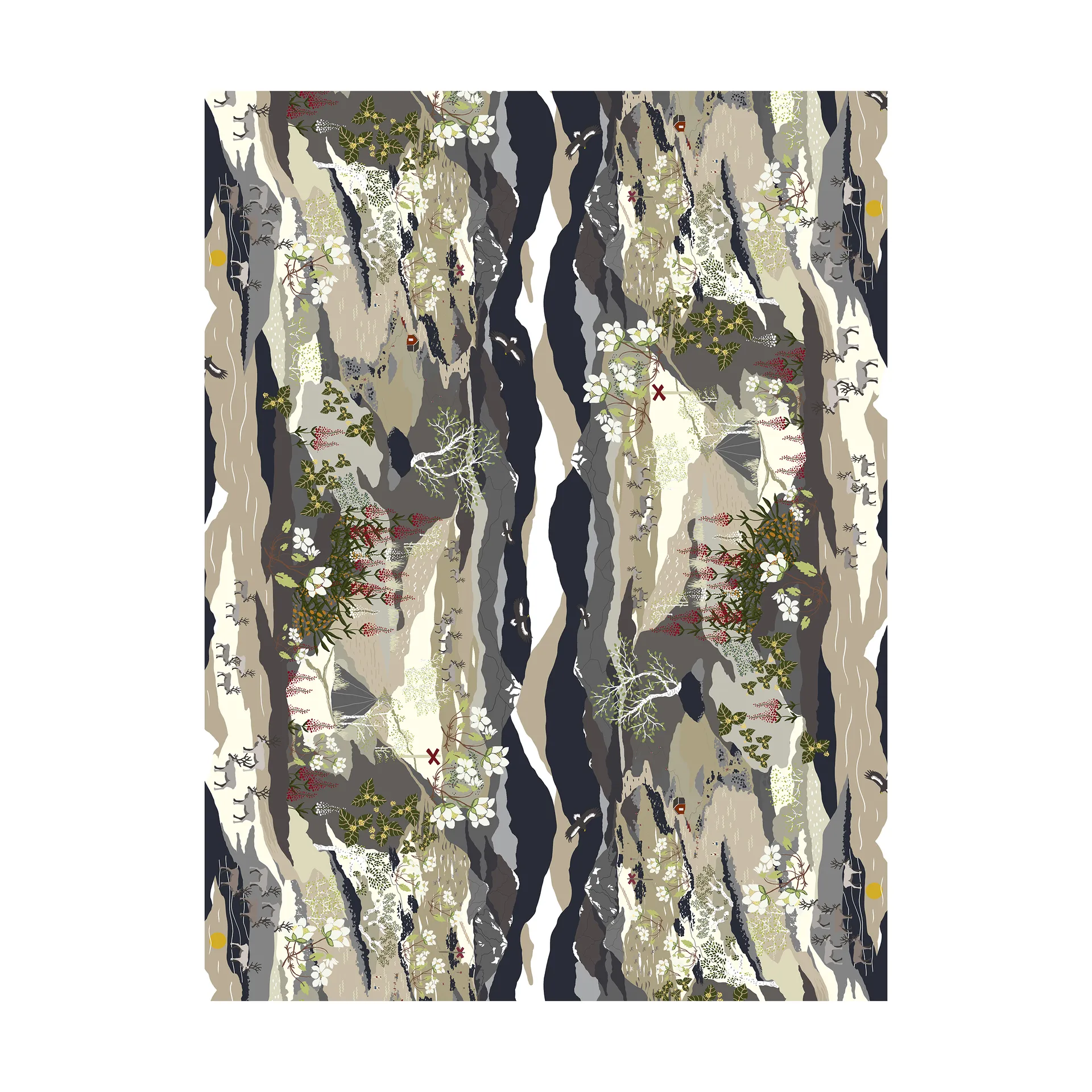 Fjällvandring Bård voksdug, Beige Arvidssons Textil