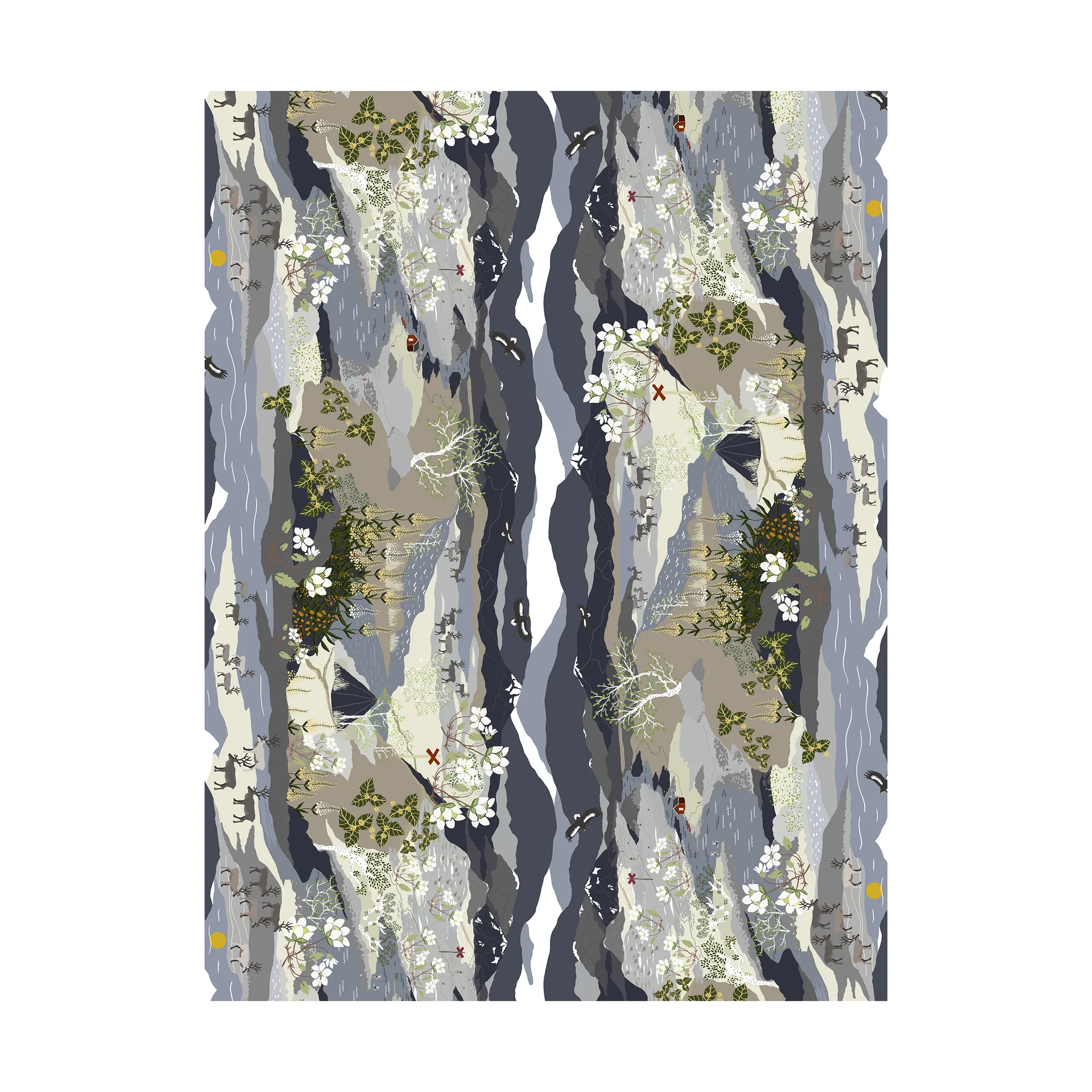 Fjällvandring Bård voksdug, Blå Arvidssons Textil