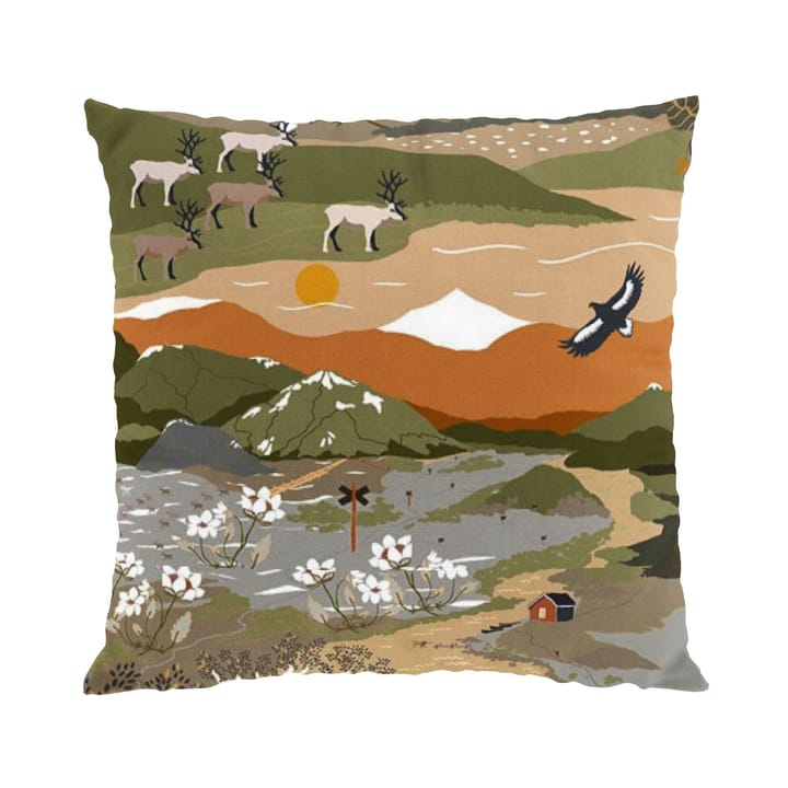 Fjällvandring pudebetræk 47x47 cm - Grøn/Rust - Arvidssons Textil