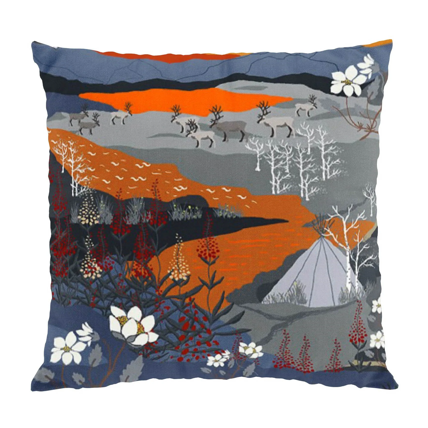 Fjällvandring pudebetræk 47x47 cm, Orange Arvidssons Textil