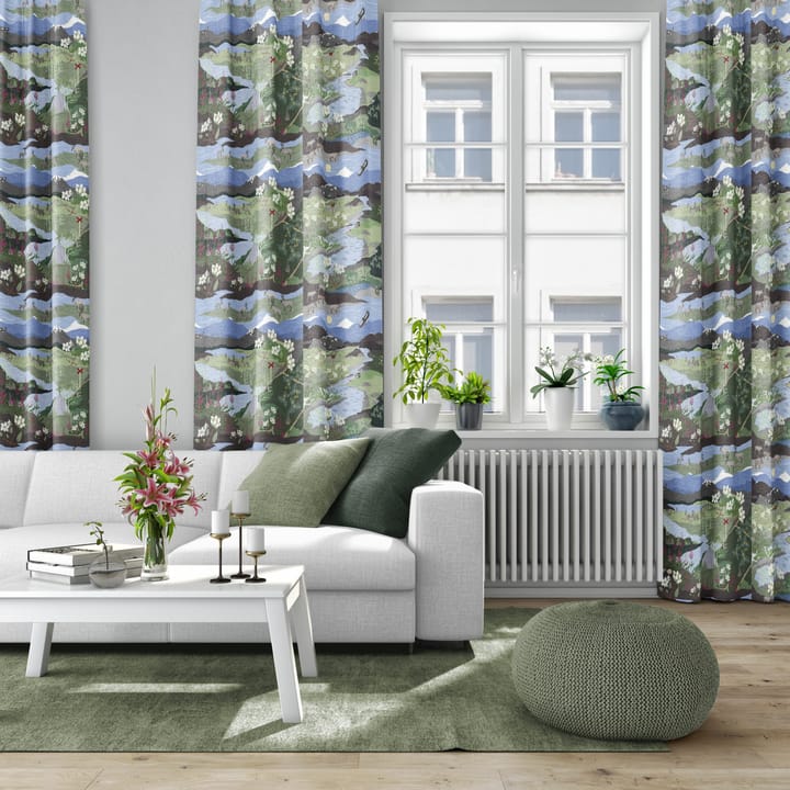 Fjällvandring stof, Blå/Grøn Arvidssons Textil