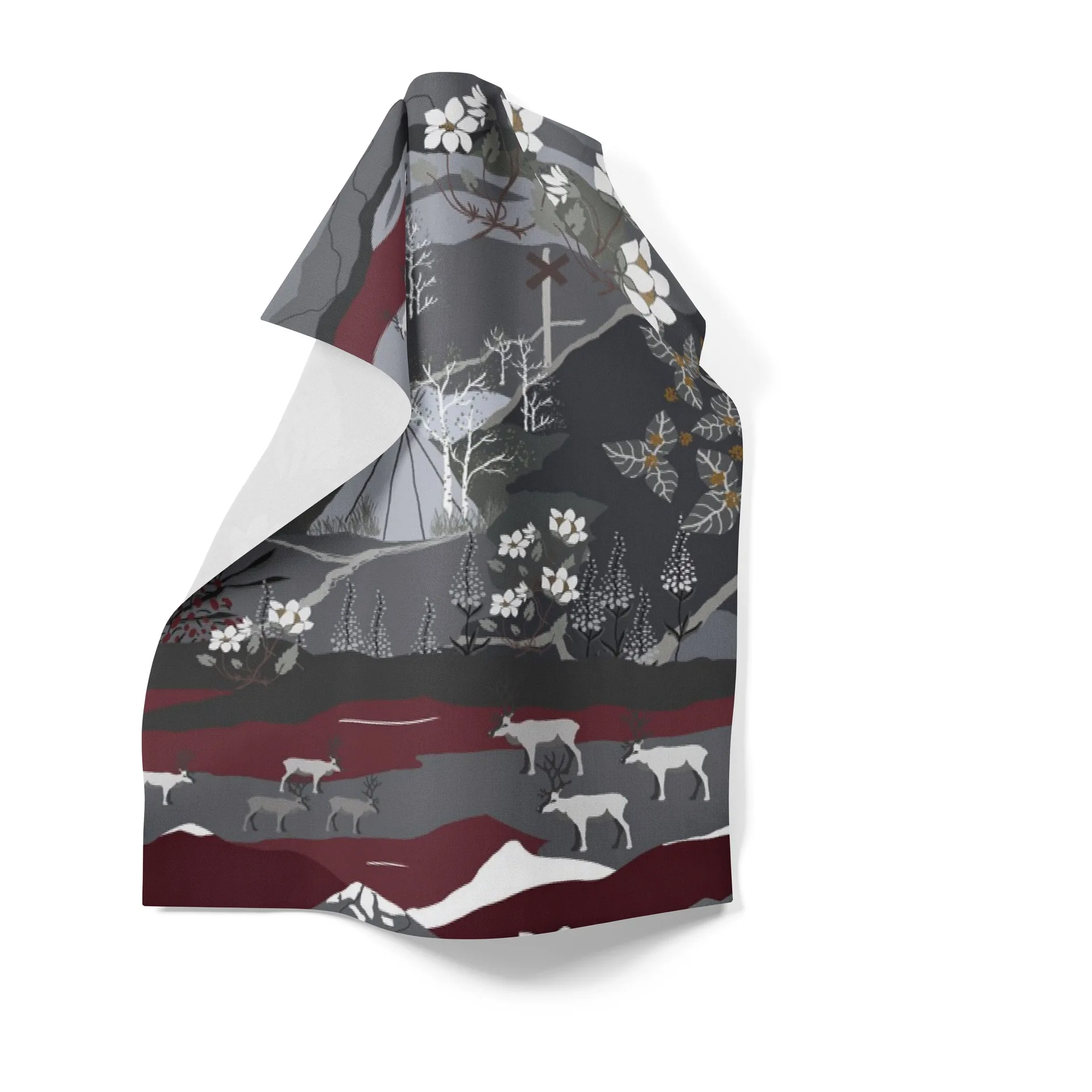 Fjällvandring viskestykke 46x70 cm, Grå/Vinrød Arvidssons Textil