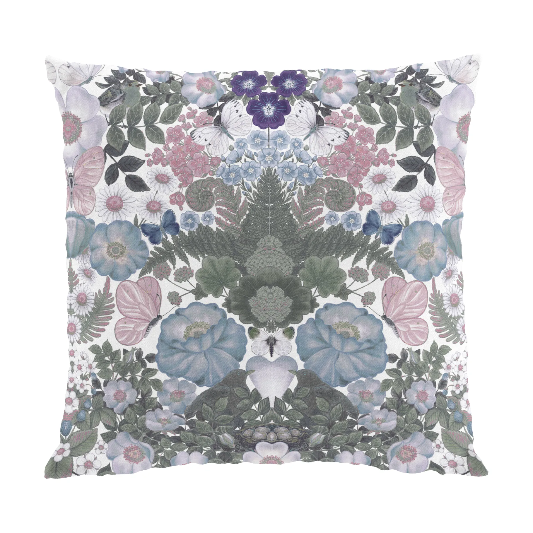 Fjärilsblomst pudebetræk 47x47 cm, Turkis Arvidssons Textil