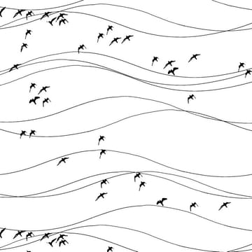 Flyttfåglar stof - sort - Arvidssons Textil