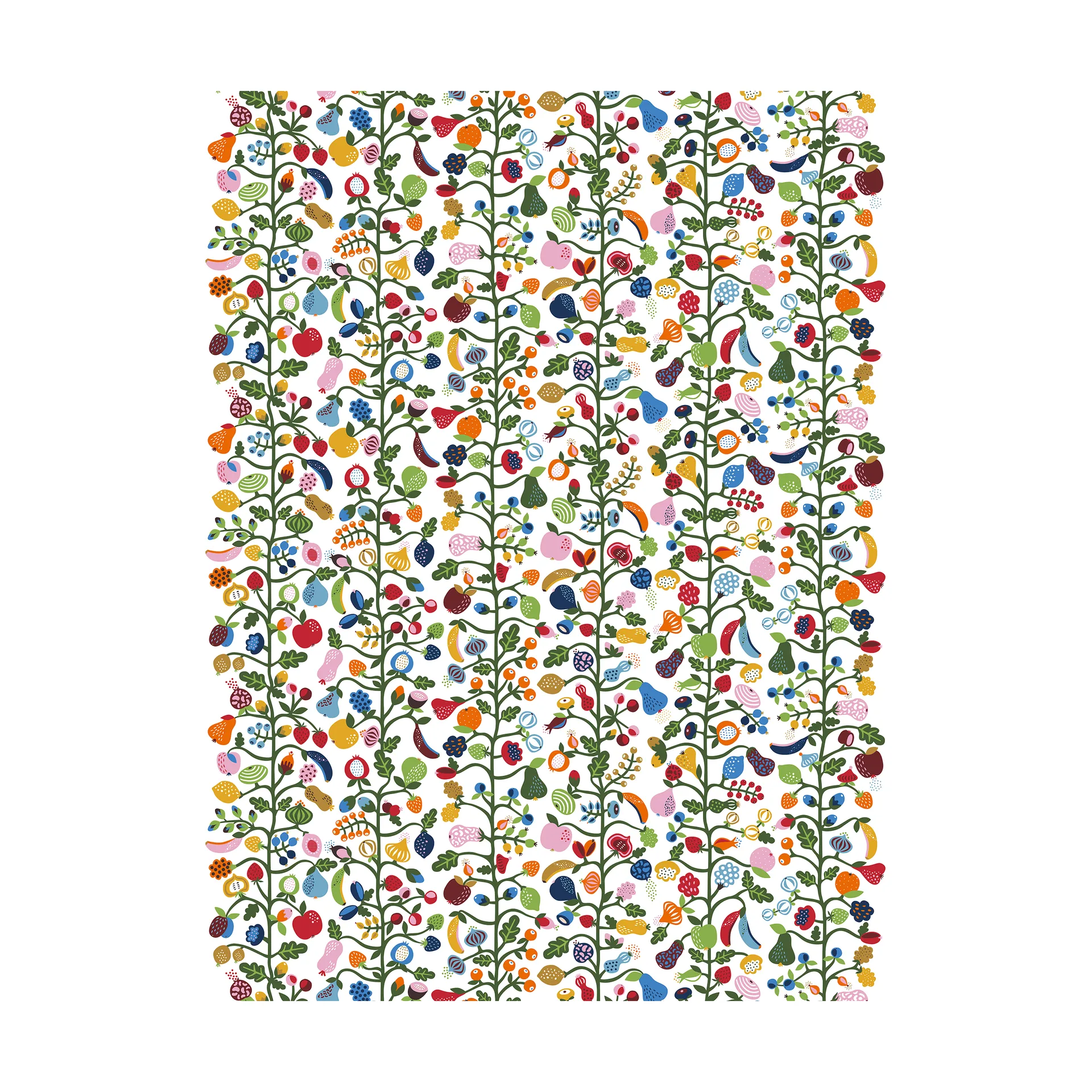 Fruktträdgården stof, Flerfarvet Arvidssons Textil