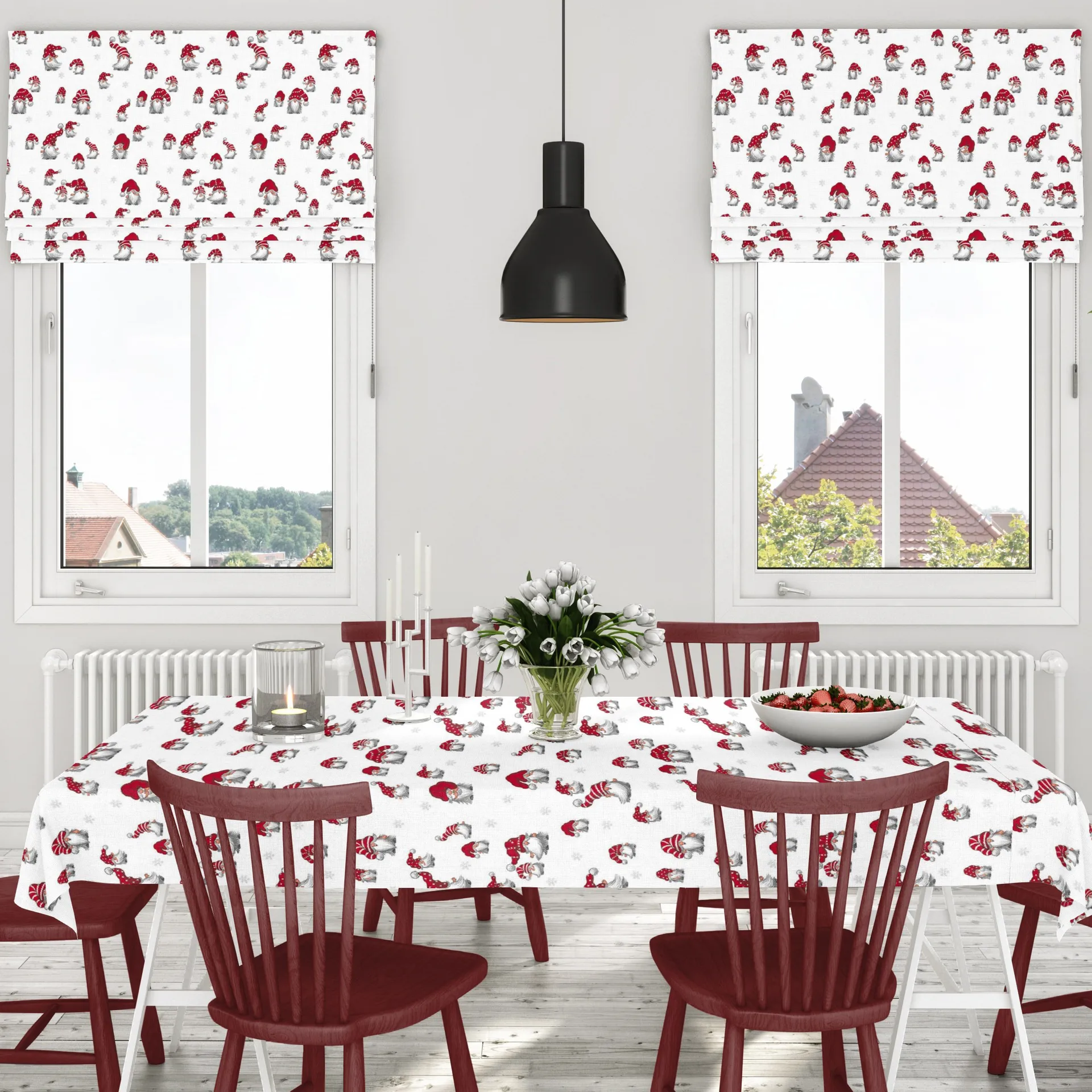 Julian stof, Offwhite/Rød Arvidssons Textil