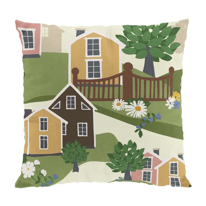 Katthult pudebetræk 47x47 cm - Grøn/Lyserød - Arvidssons Textil