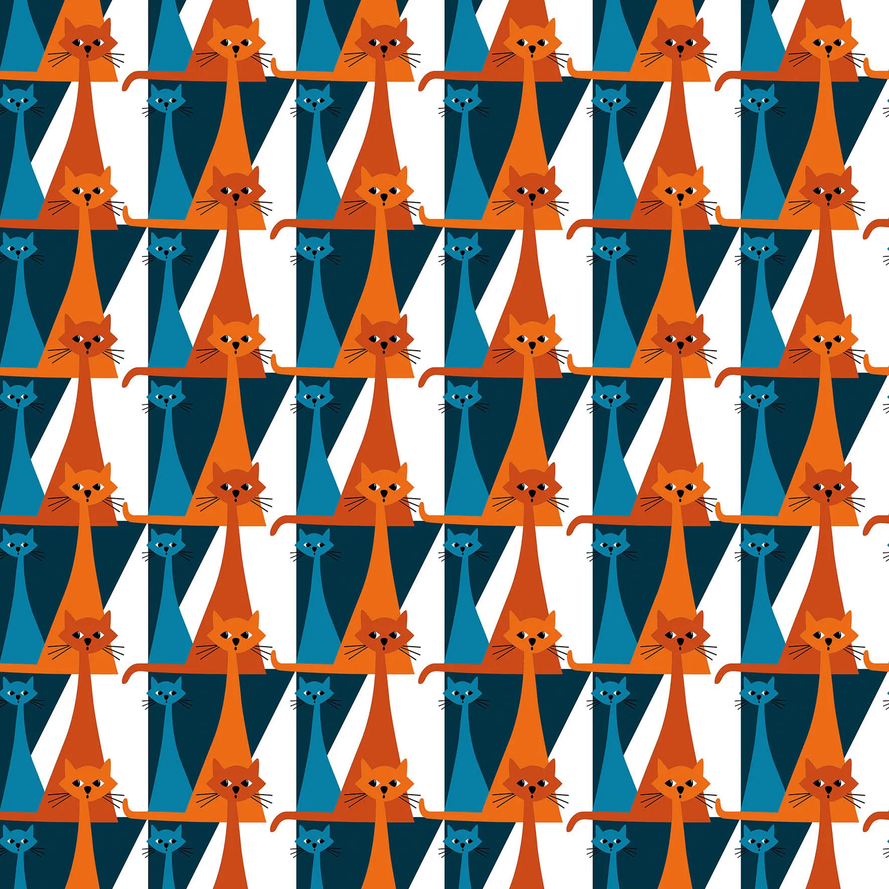 Kitty stof, Blå/Orange Arvidssons Textil